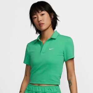 Nike Women's Short Sleeve Polo Crop Top XS NWOT